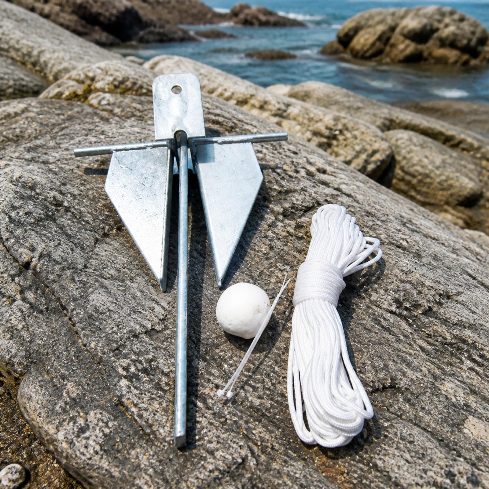 Boat Anchor Kit Galvanized - Zestaw do kotwiczenia łodzi, zawierający odporne