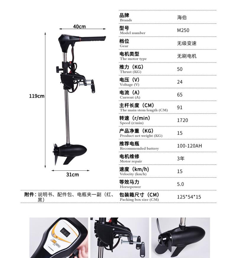 Cena fabryczna Marine HAIBO M2 – Electric Outboard Motor 3Hp recenzja i cena