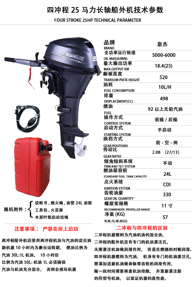 Silnik łodzi Huangjie 4-suwowy – Outboard Motor 4 Stroke 15Hp recenzja i cena